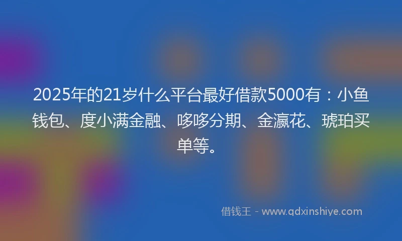 2025年的21岁什么平台最好借款5000有：小鱼钱包、度小满金融、哆哆分期、金瀛花、琥珀买单等。