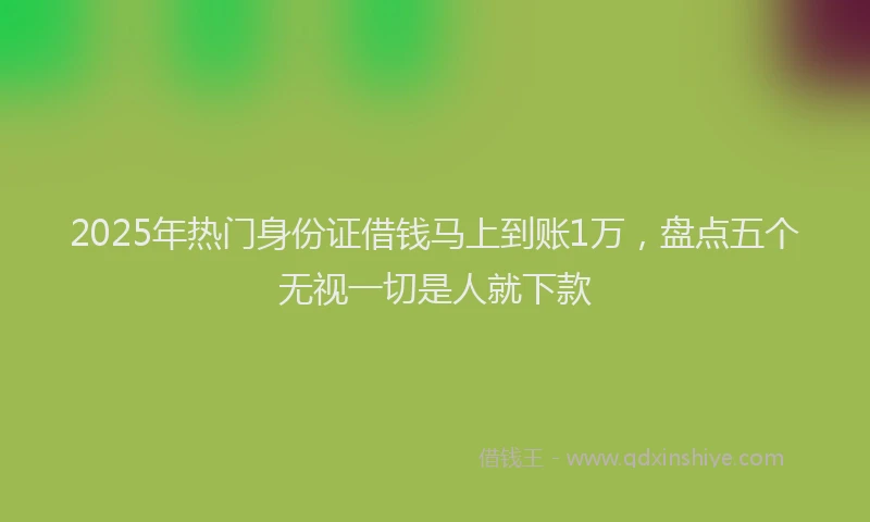 2025年热门身份证借钱马上到账1万，盘点五个无视一切是人就下款