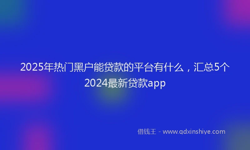 2025年热门黑户能贷款的平台有什么，汇总5个2024最新贷款app