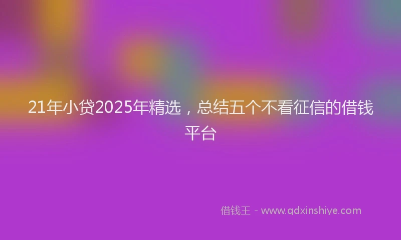 21年小贷2025年精选，总结五个不看征信的借钱平台
