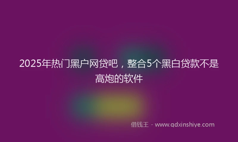 2025年热门黑户网贷吧，整合5个黑白贷款不是高炮的软件
