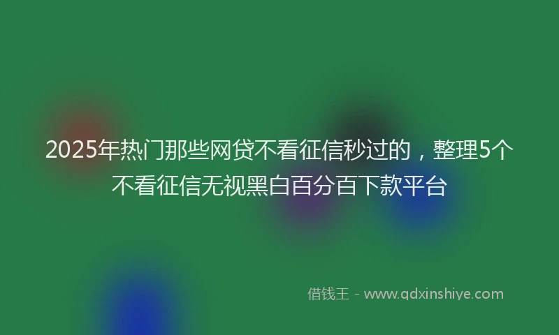 2025年热门那些网贷不看征信秒过的，整理5个不看征信无视黑白百分百下款平台