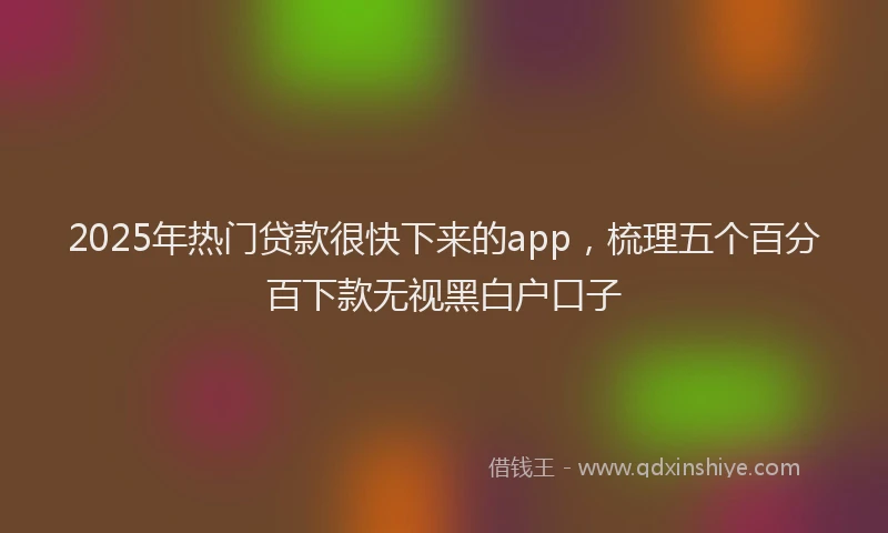 2025年热门贷款很快下来的app，梳理五个百分百下款无视黑白户口子