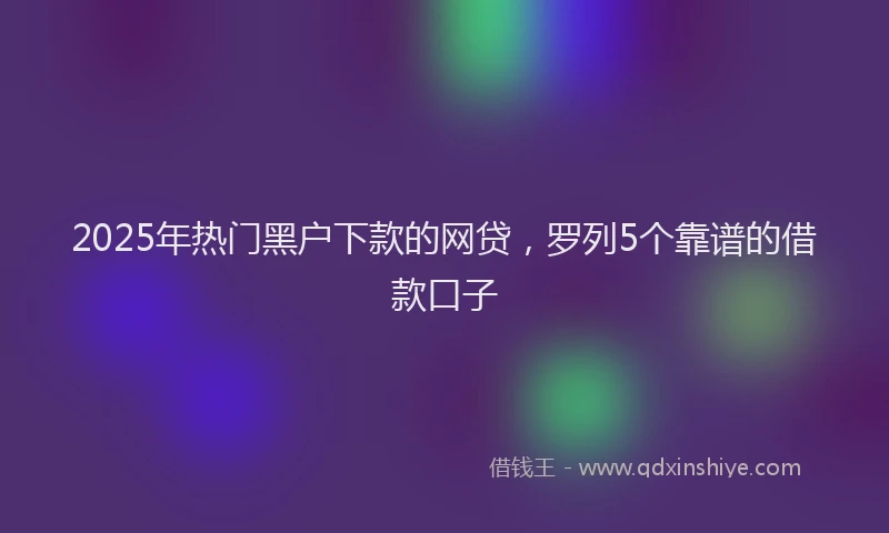 2025年热门黑户下款的网贷，罗列5个靠谱的借款口子