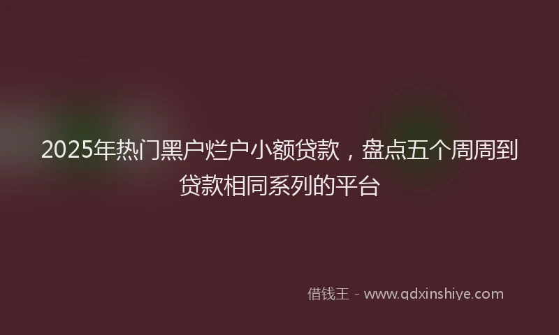 2025年热门黑户烂户小额贷款，盘点五个周周到贷款相同系列的平台