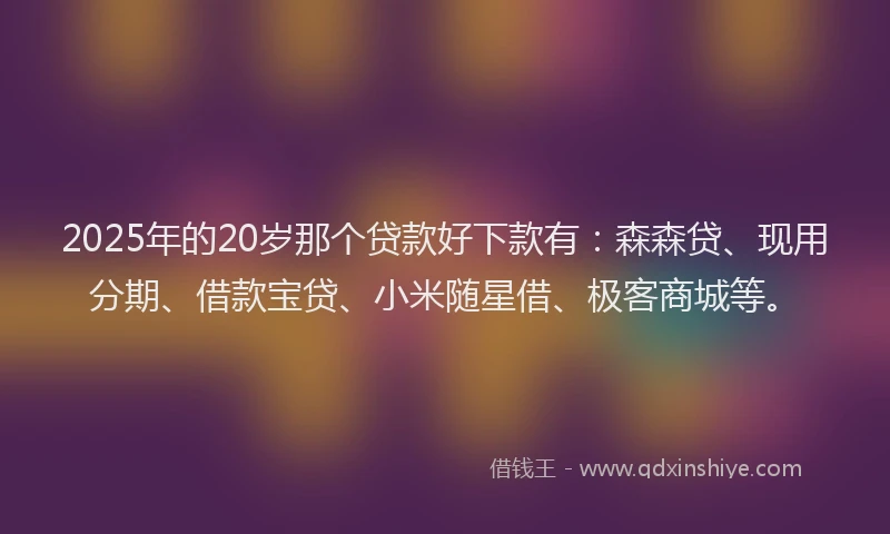 2025年的20岁那个贷款好下款有：森森贷、现用分期、借款宝贷、小米随星借、极客商城等。