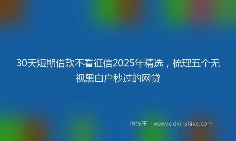 30天短期借款不看征信2025年精选，梳理五个无视黑白户秒过的网贷