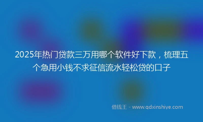 2025年热门贷款三万用哪个软件好下款，梳理五个急用小钱不求征信流水轻松贷的口子