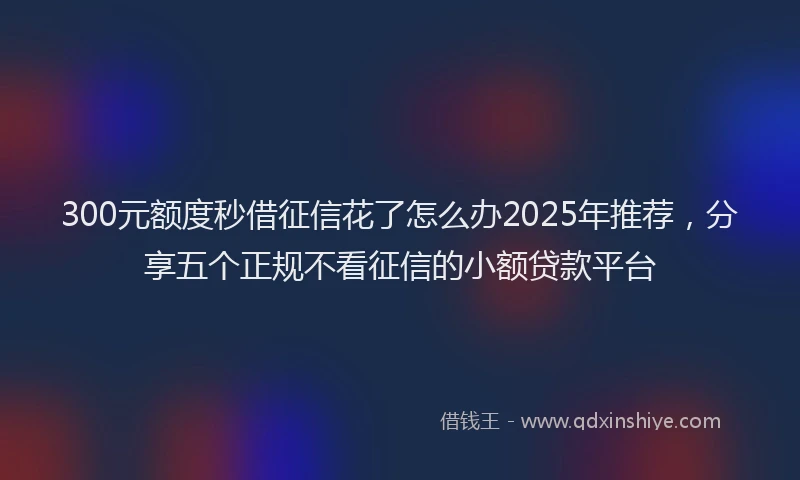 300元额度秒借征信花了怎么办2025年推荐，分享五个正规不看征信的小额贷款平台