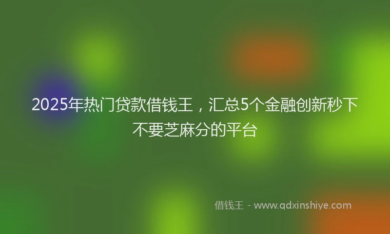2025年热门贷款借钱王，汇总5个金融创新秒下不要芝麻分的平台