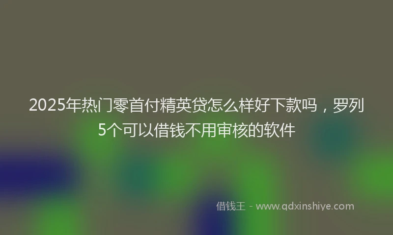 2025年热门零首付精英贷怎么样好下款吗，罗列5个可以借钱不用审核的软件