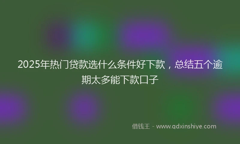 2025年热门贷款选什么条件好下款，总结五个逾期太多能下款口子