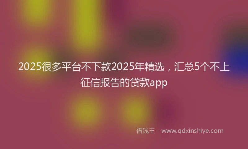 2025很多平台不下款2025年精选，汇总5个不上征信报告的贷款app