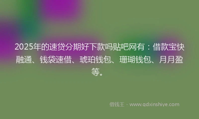 2025年的速贷分期好下款吗贴吧网有：借款宝快融通、钱袋速借、琥珀钱包、珊瑚钱包、月月盈等。