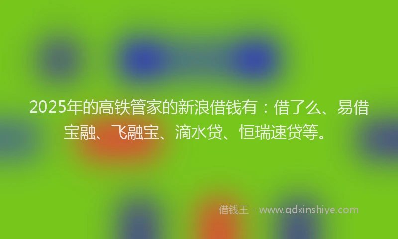2025年的高铁管家的新浪借钱有：借了么、易借宝融、飞融宝、滴水贷、恒瑞速贷等。