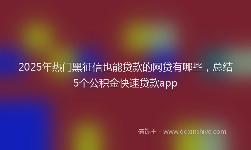 2025年热门黑征信也能贷款的网贷有哪些，总结5个公积金快速贷款app