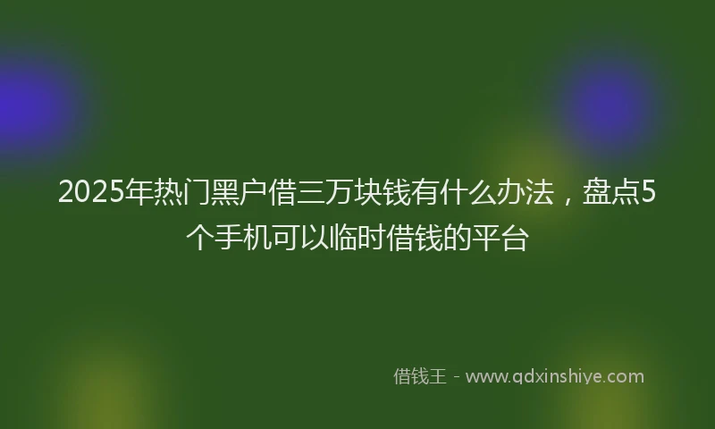 2025年热门黑户借三万块钱有什么办法，盘点5个手机可以临时借钱的平台