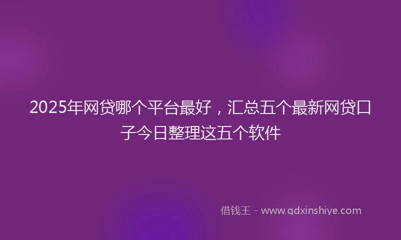 2025年网贷哪个平台最好，汇总五个最新网贷口子今日整理这五个软件