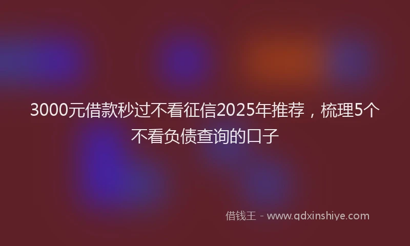 3000元借款秒过不看征信2025年推荐，梳理5个不看负债查询的口子