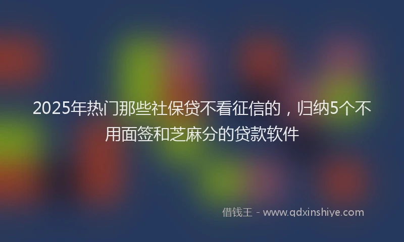 2025年热门那些社保贷不看征信的，归纳5个不用面签和芝麻分的贷款软件