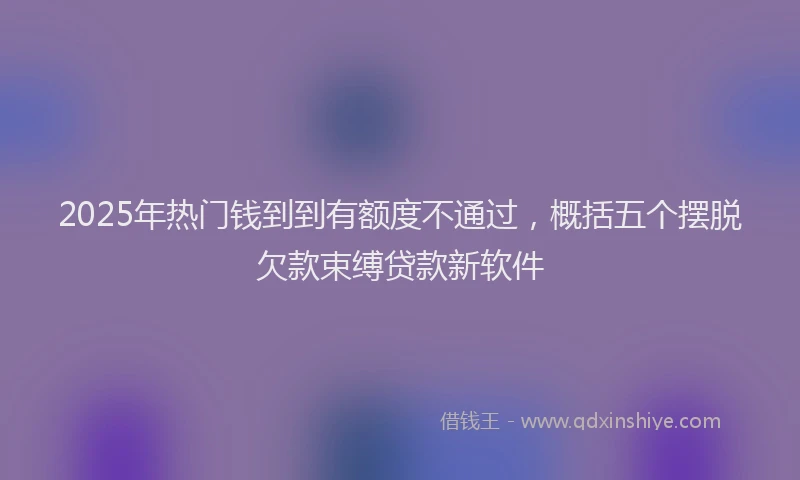 2025年热门钱到到有额度不通过，概括五个摆脱欠款束缚贷款新软件