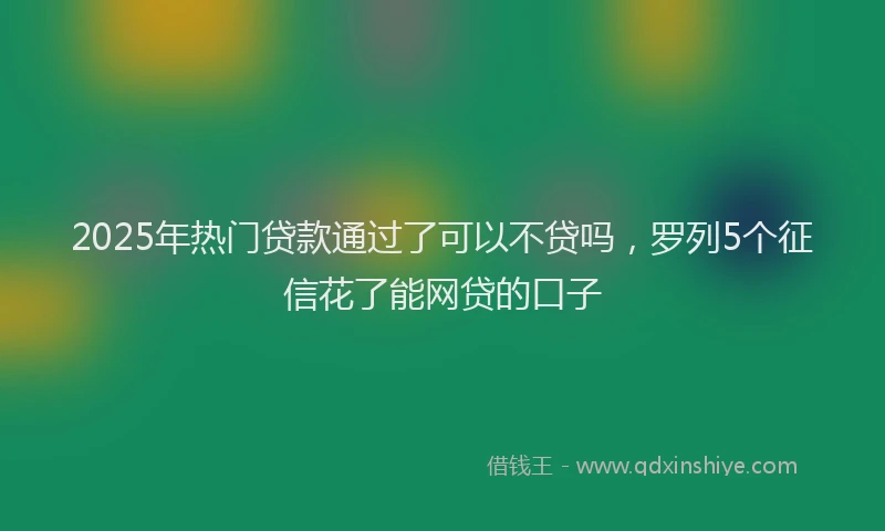 2025年热门贷款通过了可以不贷吗，罗列5个征信花了能网贷的口子