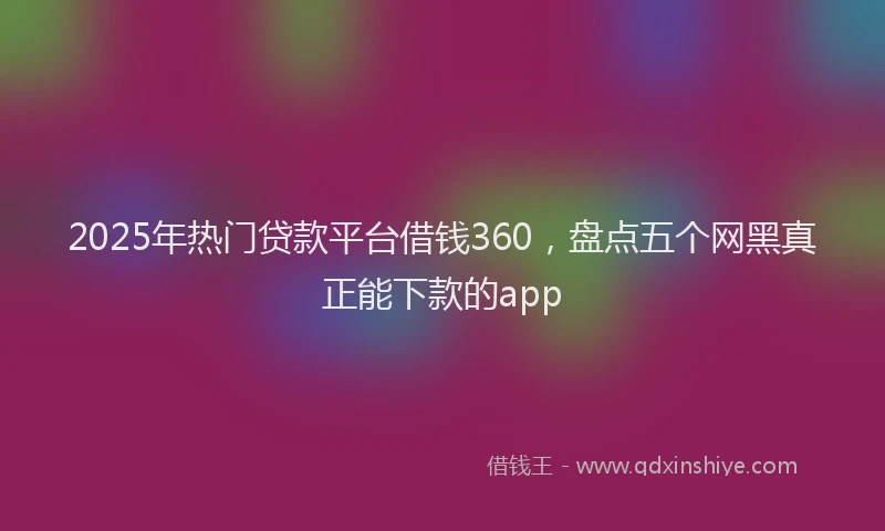 2025年热门贷款平台借钱360，盘点五个网黑真正能下款的app