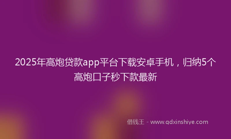 2025年高炮贷款app平台下载安卓手机，归纳5个高炮口子秒下款最新