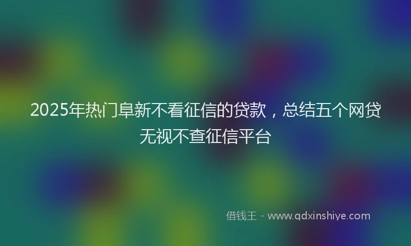 2025年热门阜新不看征信的贷款，总结五个网贷无视不查征信平台