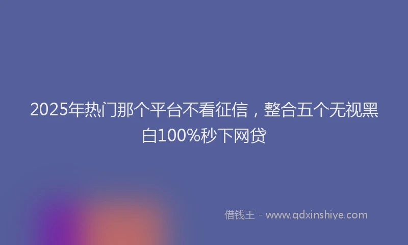 2025年热门那个平台不看征信，整合五个无视黑白100%秒下网贷