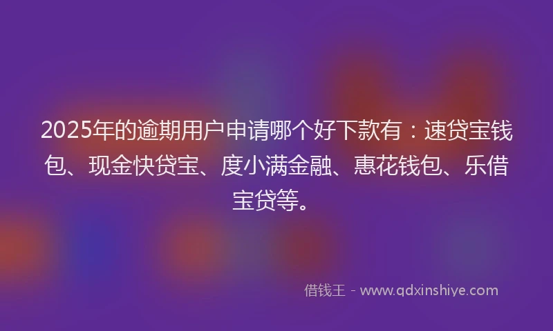 2025年的逾期用户申请哪个好下款有：速贷宝钱包、现金快贷宝、度小满金融、惠花钱包、乐借宝贷等。
