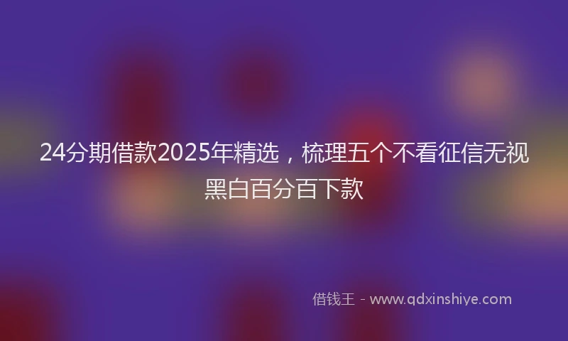 24分期借款2025年精选，梳理五个不看征信无视黑白百分百下款