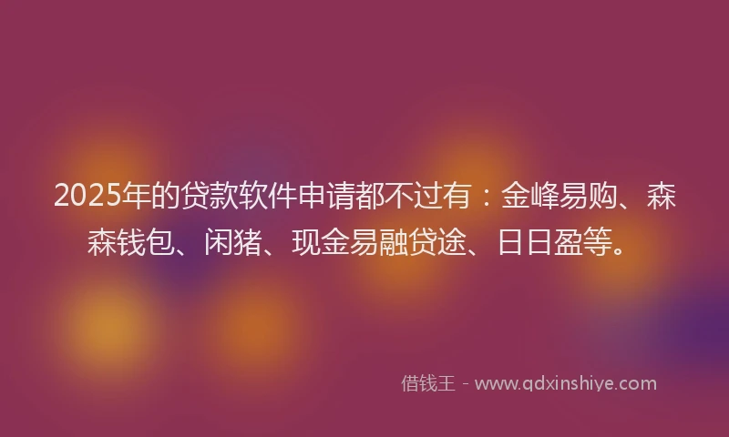 2025年的贷款软件申请都不过有：金峰易购、森森钱包、闲猪、现金易融贷途、日日盈等。