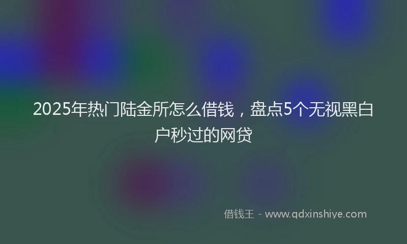 2025年热门陆金所怎么借钱，盘点5个无视黑白户秒过的网贷