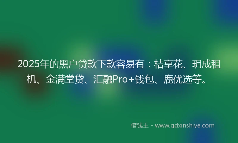 2025年的黑户贷款下款容易有：桔享花、玥成租机、金满堂贷、汇融Pro+钱包、鹿优选等。