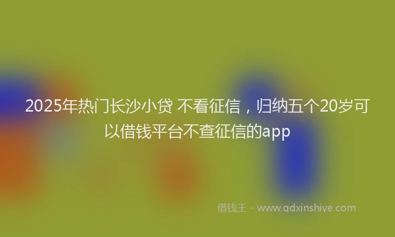 2025年热门长沙小贷 不看征信，归纳五个20岁可以借钱平台不查征信的app