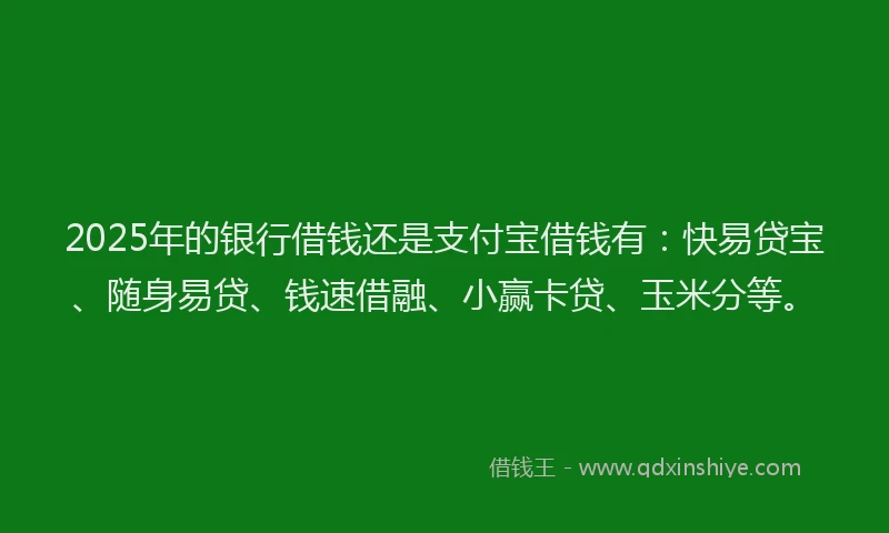 2025年的银行借钱还是支付宝借钱有：快易贷宝、随身易贷、钱速借融、小赢卡贷、玉米分等。