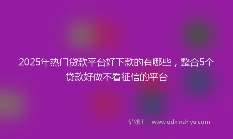 2025年热门贷款平台好下款的有哪些，整合5个贷款好做不看征信的平台