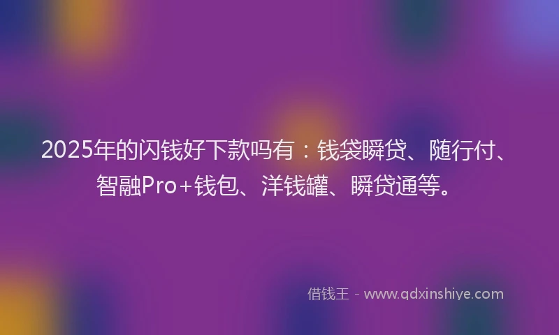 2025年的闪钱好下款吗有：钱袋瞬贷、随行付、智融Pro+钱包、洋钱罐、瞬贷通等。