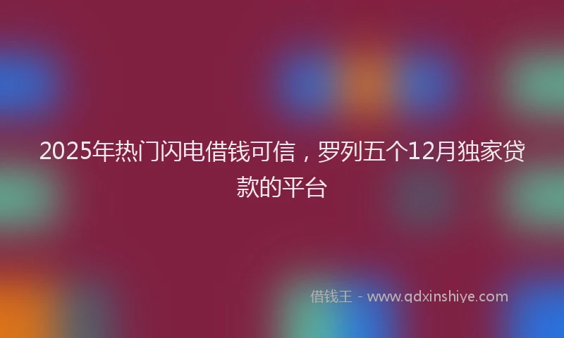 2025年热门闪电借钱可信，罗列五个12月独家贷款的平台
