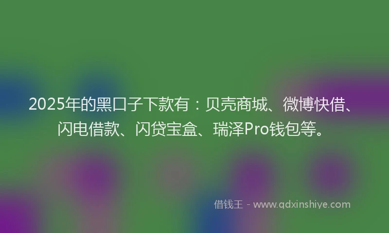 2025年的黑口子下款有：贝壳商城、微博快借、闪电借款、闪贷宝盒、瑞泽Pro钱包等。