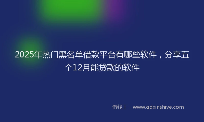 2025年热门黑名单借款平台有哪些软件，分享五个12月能贷款的软件