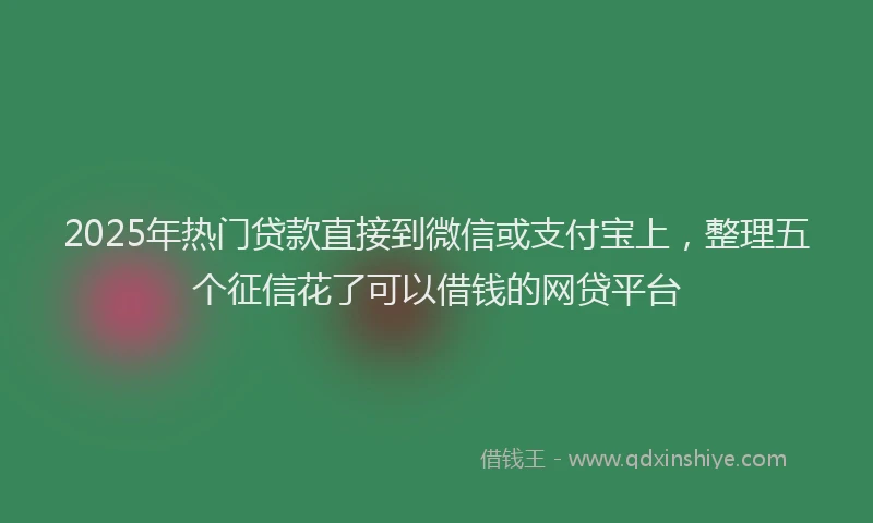 2025年热门贷款直接到微信或支付宝上，整理五个征信花了可以借钱的网贷平台