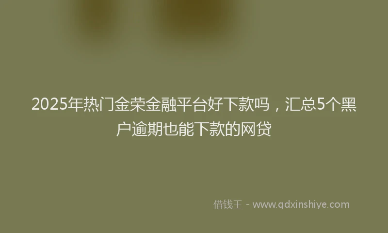 2025年热门金荣金融平台好下款吗，汇总5个黑户逾期也能下款的网贷