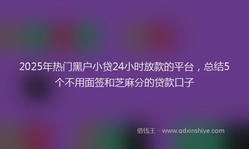 2025年热门黑户小贷24小时放款的平台，总结5个不用面签和芝麻分的贷款口子