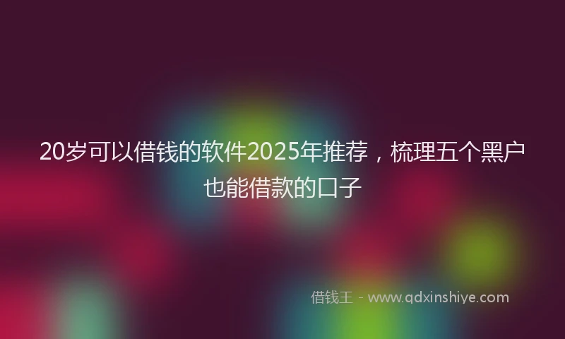 20岁可以借钱的软件2025年推荐，梳理五个黑户也能借款的口子