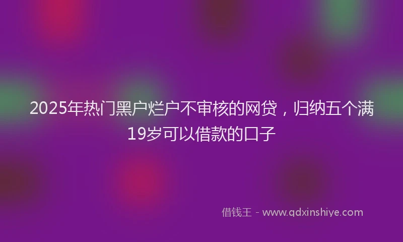 2025年热门黑户烂户不审核的网贷，归纳五个满19岁可以借款的口子