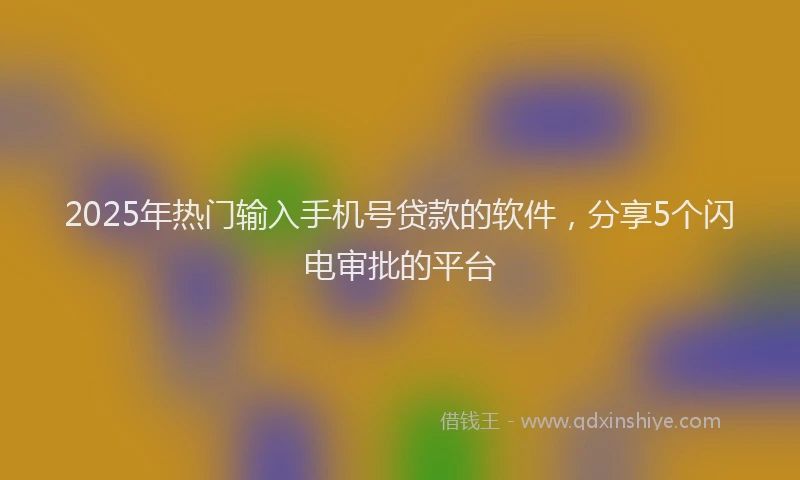 2025年热门输入手机号贷款的软件，分享5个闪电审批的平台