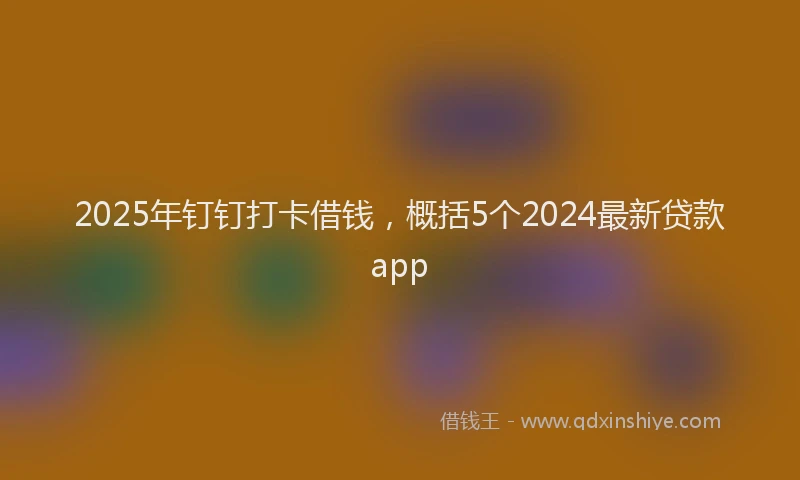 2025年钉钉打卡借钱，概括5个2024最新贷款app