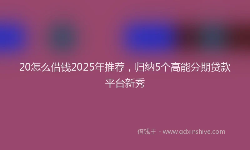 20怎么借钱2025年推荐，归纳5个高能分期贷款平台新秀